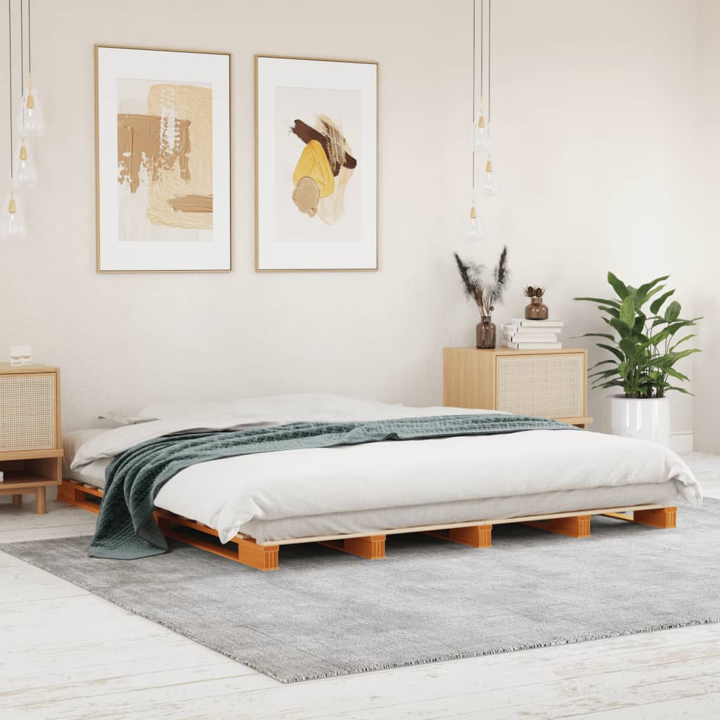 Pallet Bed without Mattress Wax Brown 180x200 cm Super King Solid Wood Pine